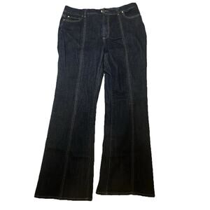 Cache Jeans Women's Dark Wash Wide Leg Gold Detailing Summer Jeans Dress Up